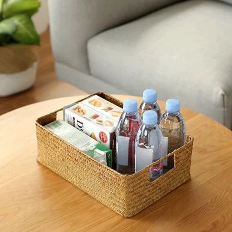 Panier de Rangement Tressé en Jonc de Mer — Fibre Naturelle
