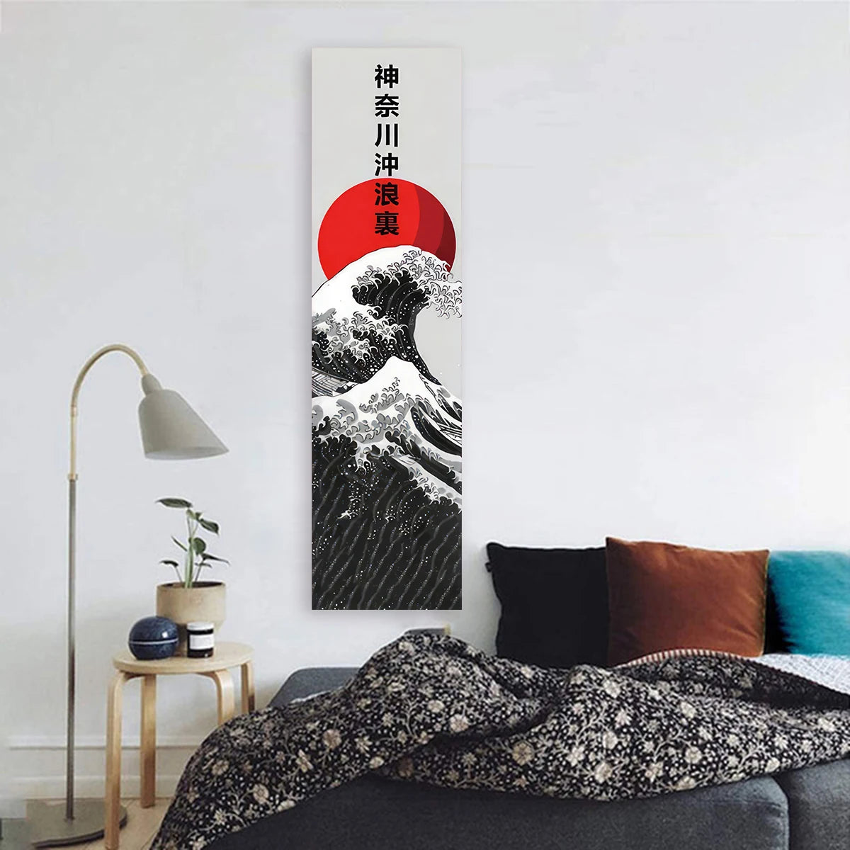 Tapisserie murale vague japonaise - mise en situation