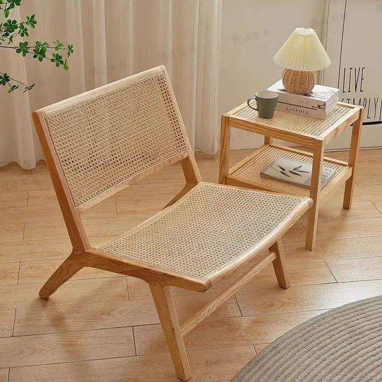 Fauteuil inclinable bois et rotin - dimensions