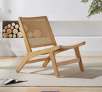 Fauteuil inclinable bois et rotin - mise en situation