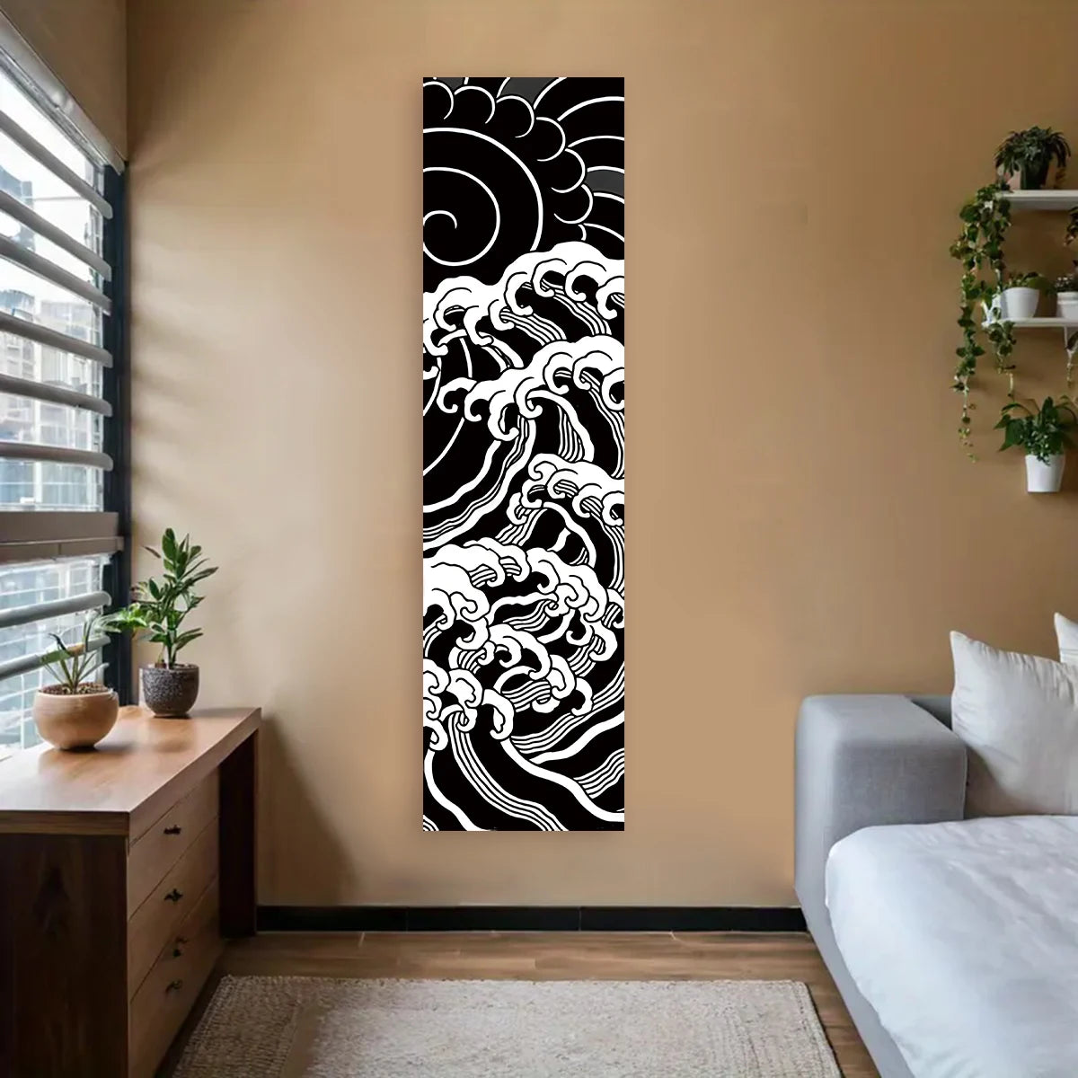 Tapisserie murale vague japonaise - ambiance déco