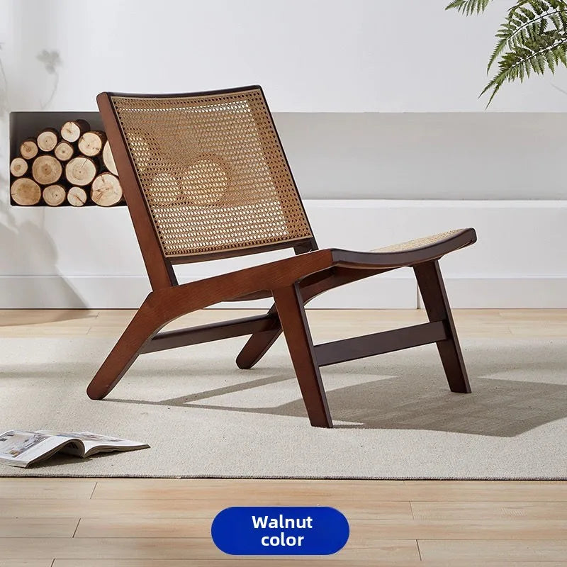Fauteuil inclinable bois et rotin - ambiance déco