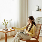 Fauteuil inclinable bois et rotin - position inclinée